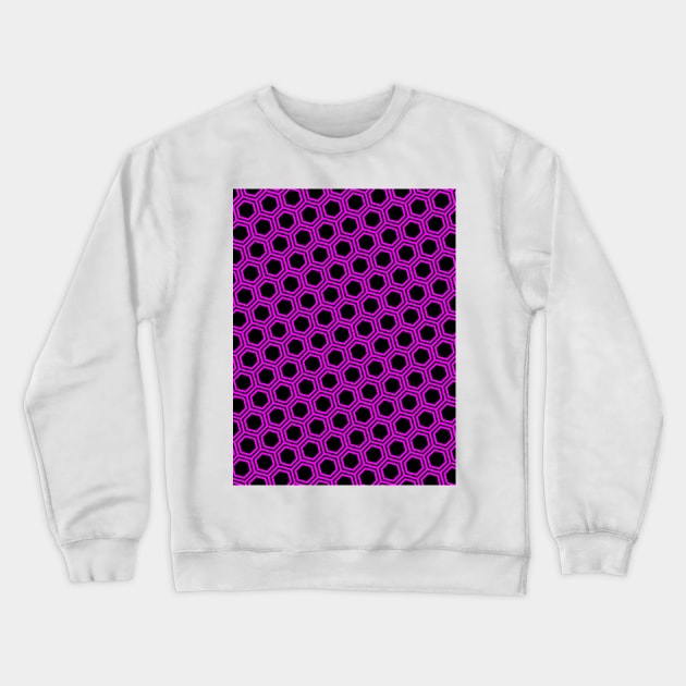 Pattern hexagonal pink on black background Crewneck Sweatshirt by la chataigne qui vole ⭐⭐⭐⭐⭐